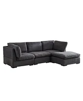 Streamdale Furniture L Shape Modular Soft Fabric Sofa Filled With Down (Dark Grey)