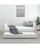 Streamdale Furniture Velvet Tufted Daybed with Trundle, Full & Twin, Bedroom/Living Room/Guest Room