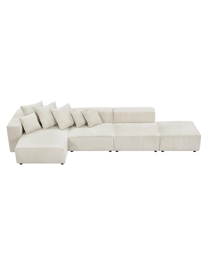 Simplie Fun Modular Corduroy Sectional Sofa Set, Beige