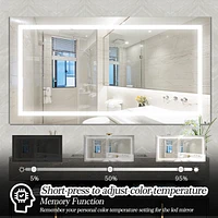 Led Bathroom Mirror 60 X 32 Inch With Lights, Anti-Fog & Dimming Led Bathroom Vanity Mirror