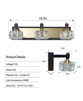 Streamdale Furniture Led 3-Light Modern Crystal Bathroom Vanity Light Over Mirror Bath Wall Lighting Fixtures