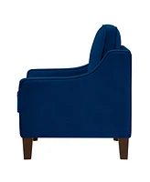 Streamdale Furniture Navy Velvet Accent Armchair with Wooden Legs