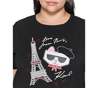 Karl Lagerfeld Paris Plus Choupette Graphic T-Shirt, Created for Macy's