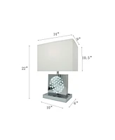 Streamdale Furniture 22"H Chrome Square Crystal Centerpiece With Night Light + Usb Port + Power Outlet