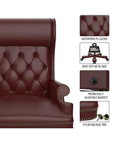 Streamdale Furniture Burgundy Ergonomic Executive Office Chair with Footstool