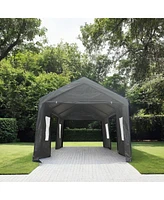 10x20FT Heavy Duty Canopy Carport Outdoor Portable Garage Grey