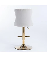 Adjustable Swivel Velvet Bar Stools Set of 2
