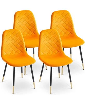 Simplie Fun Golden-legged Orange Velvet Accent Chairs, Set of 2