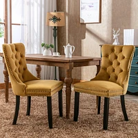 Streamdale Furniture Contemporary Gold Velvet Dining Chairs, Set of 2