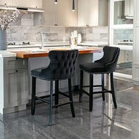 Modern Velvet Wingback Bar Stools, Set of 2