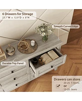Retro Farmhouse Style Wooden Dresser With 6 Drawer, Storage Cabinet For Bedroom, Anitque Gray