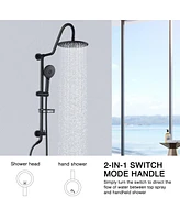 Streamdale Furniture 10" Rainfall Shower Head And Handheld Showerhead Combo Shower System With Slide Bar, Matte Black