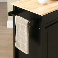 Rolling Black Kitchen Island Cart with Storage