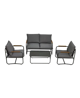 Simplie Fun 4-Piece Outdoor Patio Furniture Set, Grey