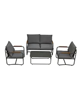 Simplie Fun 4-Piece Outdoor Patio Furniture Set, Grey