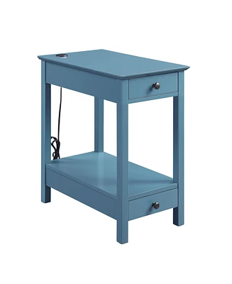 Simplie Fun Byzad Side Table (Usb Charging Dock), Teal