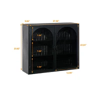 27.56" Glass Doors Modern Two-Door Wall Cabinet
