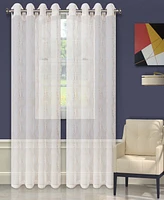 Superior Modern Embroidered Imperial Trellis Sheer 2-Piece Curtain Panel Set with Grommet Header Top