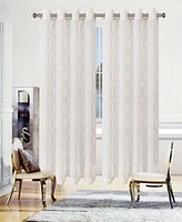 Superior Modern Embroidered Imperial Trellis Sheer 2-Piece Curtain Panel Set with Grommet Header Top