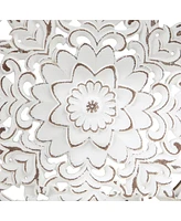 Streamdale Furniture Medallion Trio Distressed White Floral 3-Piece Carved Wood Wall Decor Set