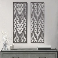 Florian Grey Laser Cut Wood 2-Piece Panel Wall Decor Set