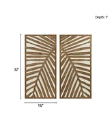 Streamdale Furniture Birch Palms Two-Tone 2-Piece Wood Panel Wall Decor Set