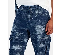 Guess Men's Julian Straight Leg Textured Denim Cargo Pants