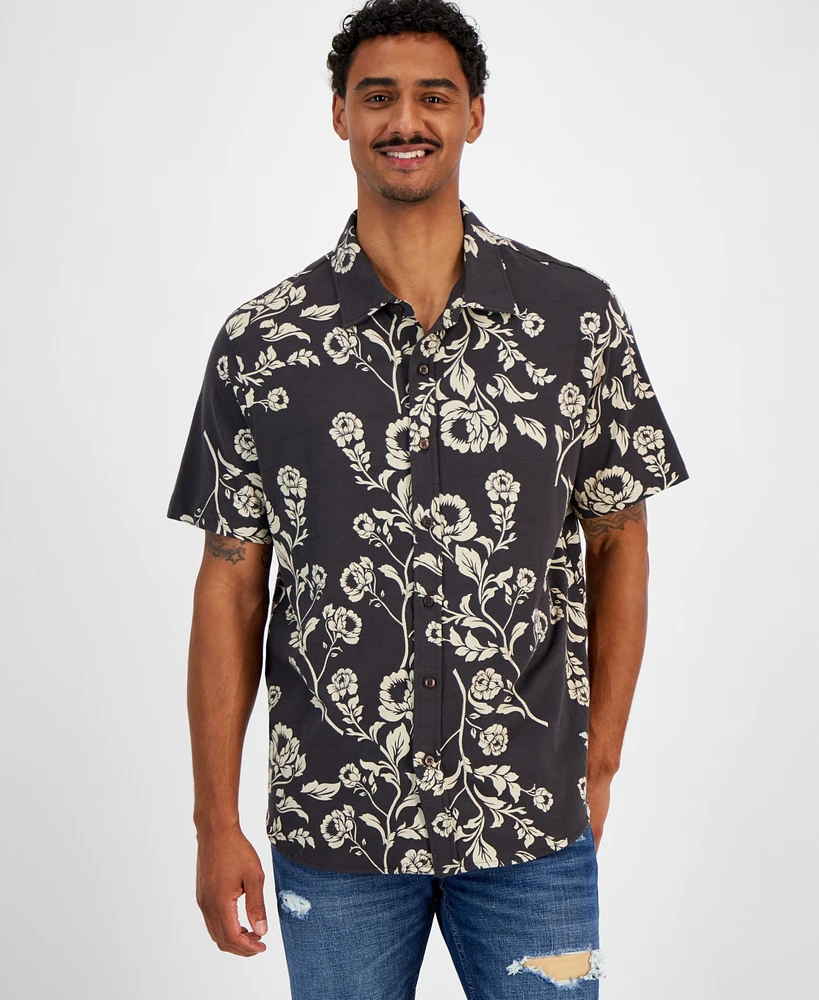 Guess Men's Parker Short Sleeve Button-Front Floral Print Shirt