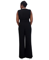 Kasper Women's Surplice-Neck Sleeveless Tie-Waist Jumpsuit