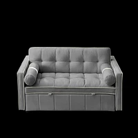 Modern 55.5" Pull Out Sleep Sofa Bed 2 Seater Loveseats Sofa Couch With Side Pockets