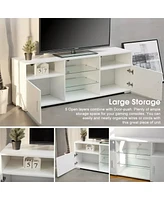 Streamdale Furniture Modern Tv Stand with Drawer and Led Lights