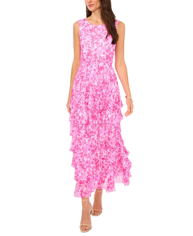 Vince Camuto Women's Floral Ruffled Tiered Maxi Dress