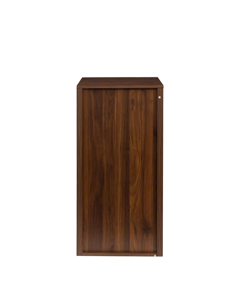 Simplie Fun Brown Walnut Color Modular 32 Wine Bar Cabinet Buffet Cabinet