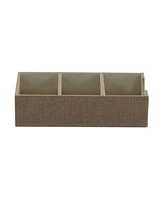 Household Essentials Organizer Tray Accessory Sturdy Drawer with Fabric Covering and Three Compartments