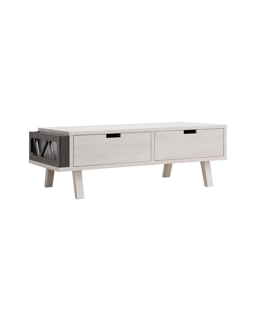 Simplie Fun Coffee Table White Oak Distressed Grey