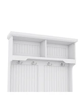 Streamdale Furniture White Hall Tree with Storage Bench and Coat Rack