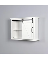 Streamdale Furniture Bathroom Wall Cabinet With 2 Adjustable Shelves Wooden Storage Cabinet With A Barn Door