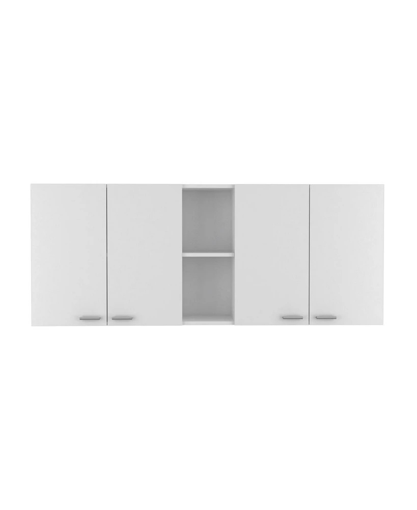 Simplie Fun Portofino 150 Wall Cabinet, Double Door, Two External Shelves, Two Interior Shelves - White