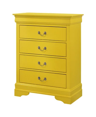 Simplie Fun Louis Philippe 4 Drawer Chest, Yellow