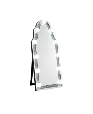 Streamdale Furniture Noralie Accent Floor Mirror In Mirrored & Faux Diamonds