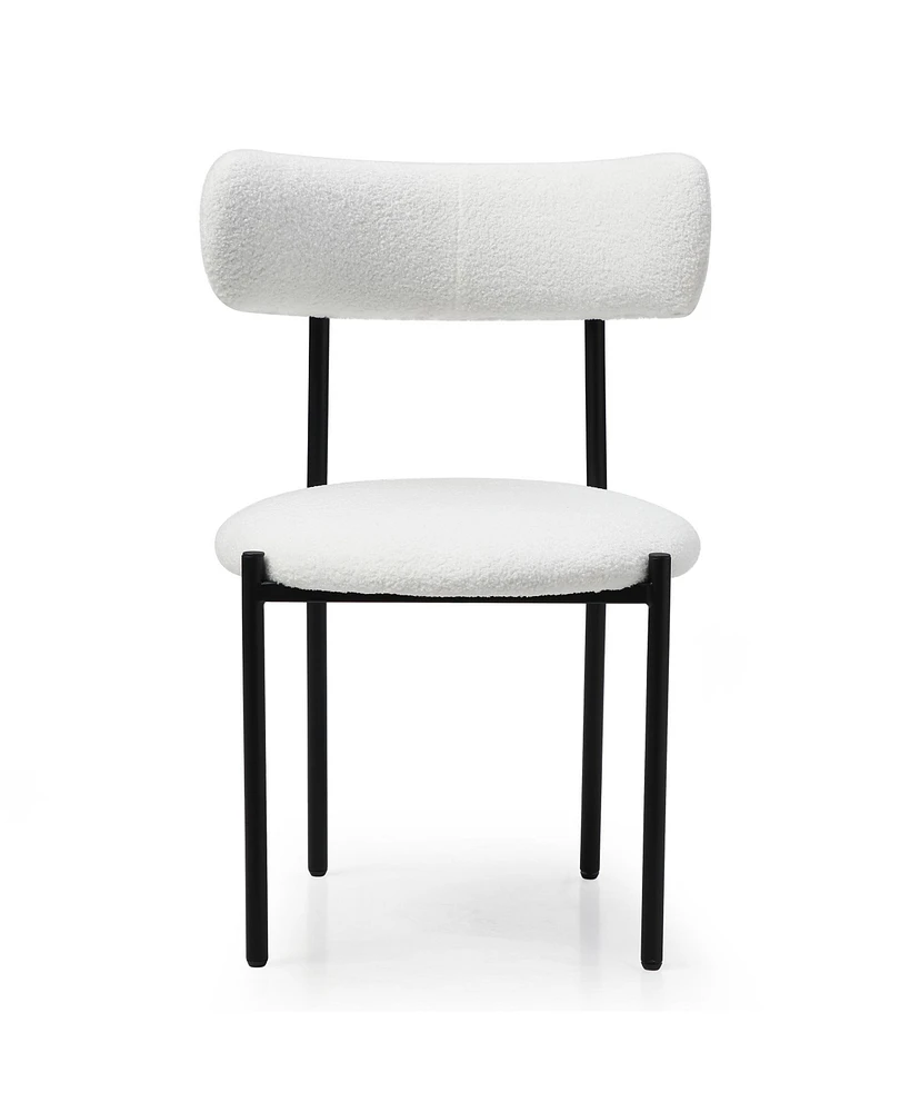 Simplie Fun Upholstered Sherpa Dining Chairs Set: Mid-Century Modern