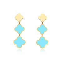 The Lovery Turquoise Graduating Clover Dangle Earrings