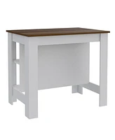 Simplie Fun Rockaway 3-Shelf Kitchen Island White And Walnut