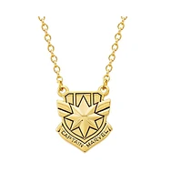 Marvel s Captain Shield Yellow Gold Plated Necklace, 18" chain