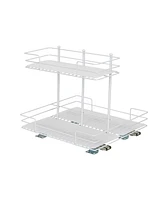 Household Essentials Glidez Paint-Finished Steel Pull-Out/Slide-Out Storage Organizer with Plastic Liners for Under Sink or Cabinet 2 -Tier Design