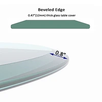28 Inch Round Tempered Glass Table Top Clear Glass 1/2 Inch Thick Beveled Polished Edge