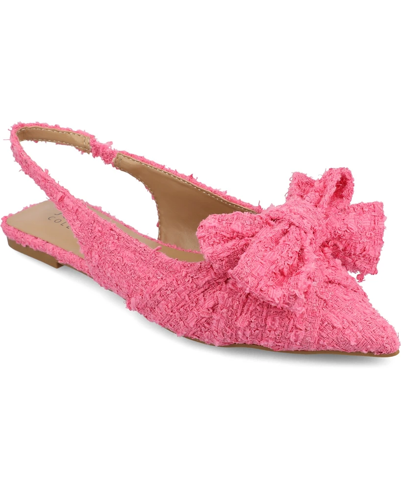 Journee Collection Women's Sabbrina Bow Sling Back Pointed Toe Flats