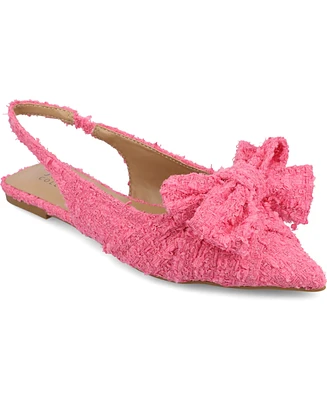 Journee Collection Women's Sabbrina Bow Sling Back Pointed Toe Flats