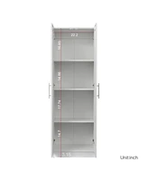 High Wardrobe And Kitchen Cabinet With 2 Doors And 3 Partitions To Separate 4 Storage Spaces