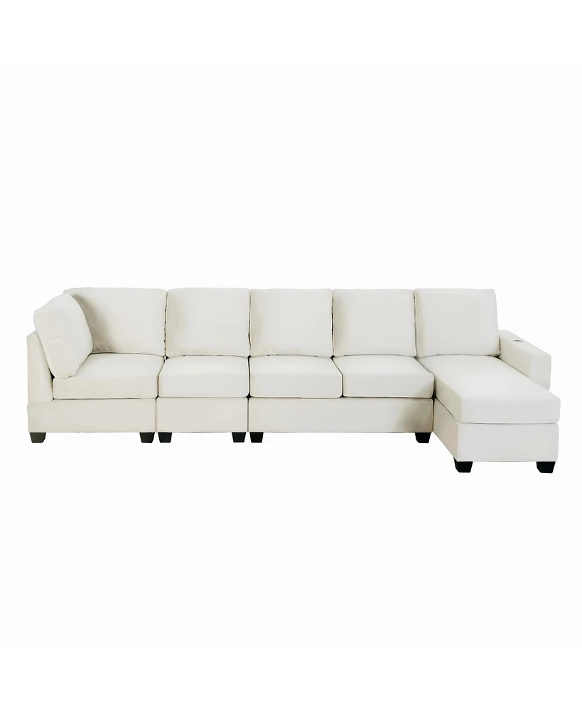 Simplie Fun 138X57" Modern L Shape Sectional Sofa